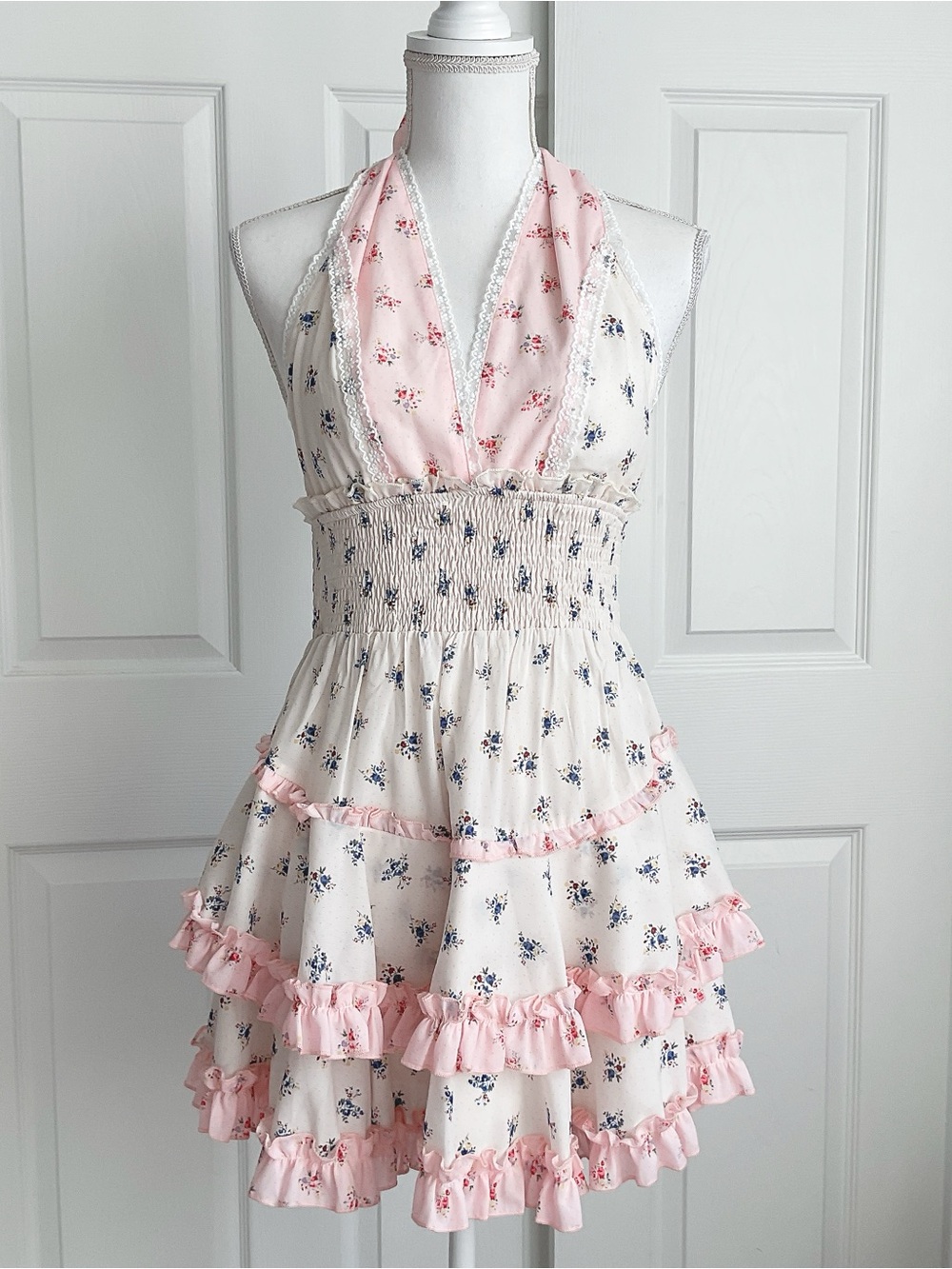 Dolly halter cottagecore floral mini dress